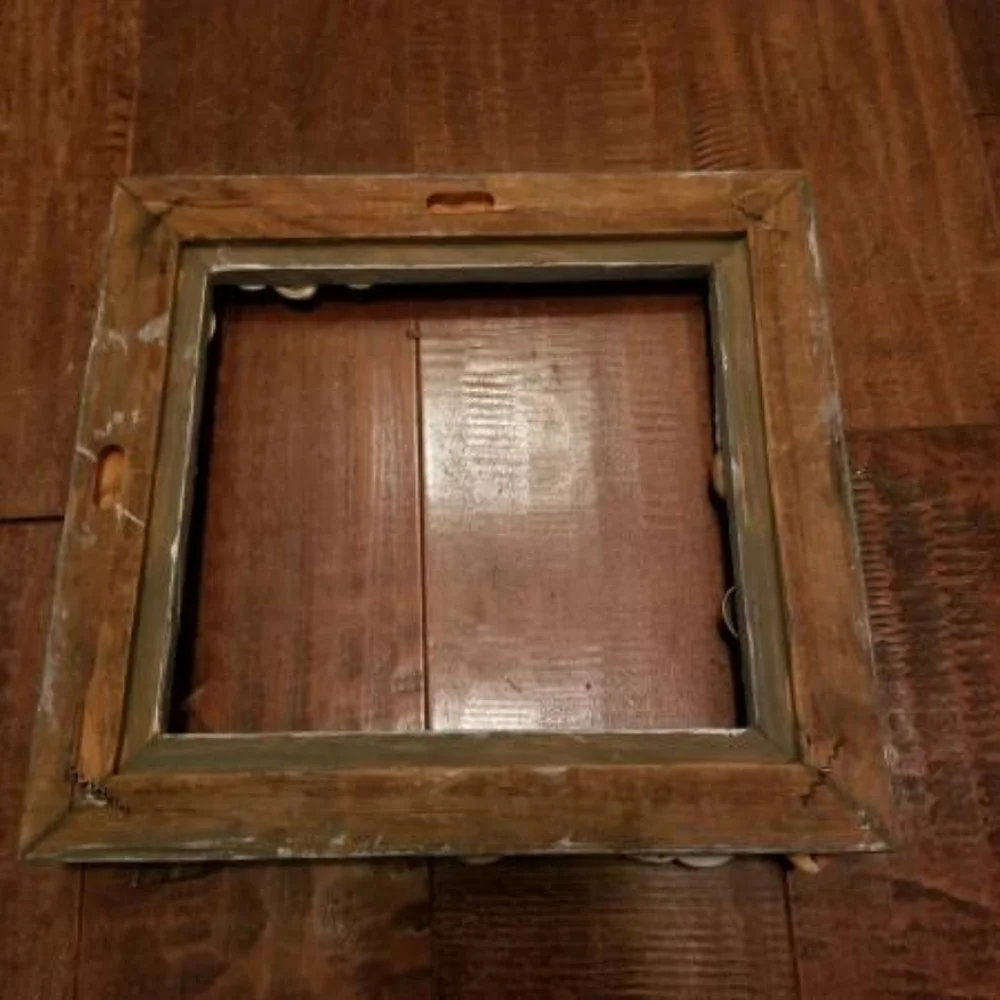 Handmade Blue Weathered Seashell Solid Wood Frame.